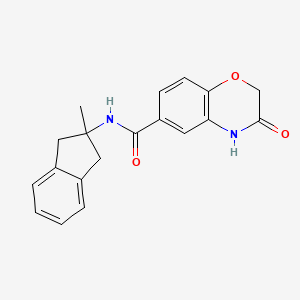 molecular formula C19H18N2O3 B6914560 N-(2-methyl-1,3-dihydroinden-2-yl)-3-oxo-4H-1,4-benzoxazine-6-carboxamide 