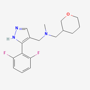 molecular formula C17H21F2N3O B6914845 N-[[5-(2,6-difluorophenyl)-1H-pyrazol-4-yl]methyl]-N-methyl-1-(oxan-3-yl)methanamine 