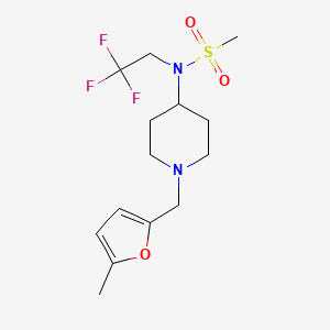 molecular formula C14H21F3N2O3S B6915048 N-[1-[(5-methylfuran-2-yl)methyl]piperidin-4-yl]-N-(2,2,2-trifluoroethyl)methanesulfonamide 