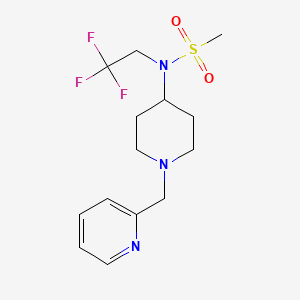 molecular formula C14H20F3N3O2S B6915059 N-[1-(pyridin-2-ylmethyl)piperidin-4-yl]-N-(2,2,2-trifluoroethyl)methanesulfonamide 