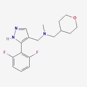 molecular formula C17H21F2N3O B6915079 N-[[5-(2,6-difluorophenyl)-1H-pyrazol-4-yl]methyl]-N-methyl-1-(oxan-4-yl)methanamine 
