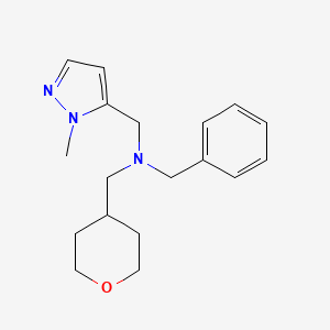 molecular formula C18H25N3O B6915091 N-benzyl-N-[(2-methylpyrazol-3-yl)methyl]-1-(oxan-4-yl)methanamine 