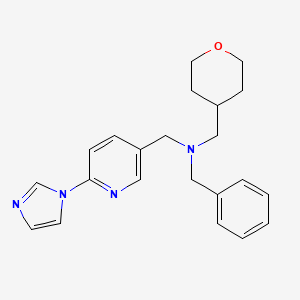 molecular formula C22H26N4O B6915100 N-benzyl-N-[(6-imidazol-1-ylpyridin-3-yl)methyl]-1-(oxan-4-yl)methanamine 