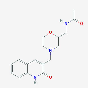 molecular formula C17H21N3O3 B6915147 N-[[4-[(2-oxo-1H-quinolin-3-yl)methyl]morpholin-2-yl]methyl]acetamide 