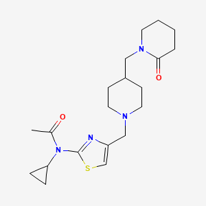molecular formula C20H30N4O2S B6915172 N-cyclopropyl-N-[4-[[4-[(2-oxopiperidin-1-yl)methyl]piperidin-1-yl]methyl]-1,3-thiazol-2-yl]acetamide 