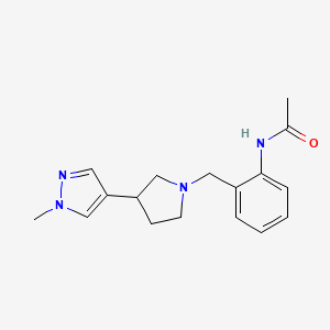 molecular formula C17H22N4O B6915228 N-[2-[[3-(1-methylpyrazol-4-yl)pyrrolidin-1-yl]methyl]phenyl]acetamide 