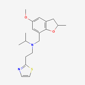 molecular formula C19H26N2O2S B6915342 N-[(5-methoxy-2-methyl-2,3-dihydro-1-benzofuran-7-yl)methyl]-N-[2-(1,3-thiazol-2-yl)ethyl]propan-2-amine 