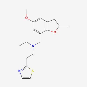 molecular formula C18H24N2O2S B6915353 N-ethyl-N-[(5-methoxy-2-methyl-2,3-dihydro-1-benzofuran-7-yl)methyl]-2-(1,3-thiazol-2-yl)ethanamine 