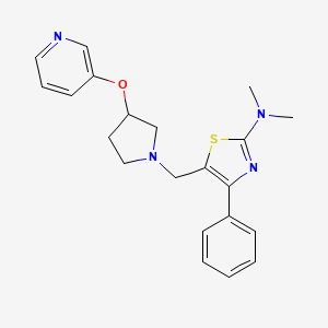 molecular formula C21H24N4OS B6915379 N,N-dimethyl-4-phenyl-5-[(3-pyridin-3-yloxypyrrolidin-1-yl)methyl]-1,3-thiazol-2-amine 