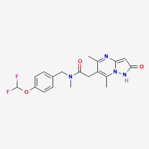 molecular formula C19H20F2N4O3 B6915417 N-[[4-(difluoromethoxy)phenyl]methyl]-2-(5,7-dimethyl-2-oxo-1H-pyrazolo[1,5-a]pyrimidin-6-yl)-N-methylacetamide 