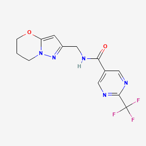 molecular formula C13H12F3N5O2 B6915473 N-(6,7-dihydro-5H-pyrazolo[5,1-b][1,3]oxazin-2-ylmethyl)-2-(trifluoromethyl)pyrimidine-5-carboxamide 