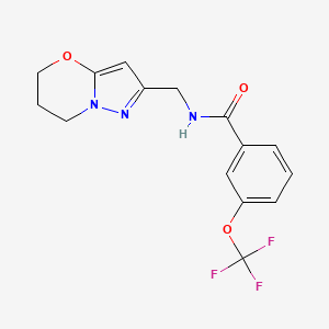molecular formula C15H14F3N3O3 B6915476 N-(6,7-dihydro-5H-pyrazolo[5,1-b][1,3]oxazin-2-ylmethyl)-3-(trifluoromethoxy)benzamide 