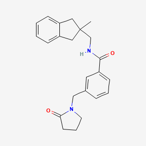molecular formula C23H26N2O2 B6915501 N-[(2-methyl-1,3-dihydroinden-2-yl)methyl]-3-[(2-oxopyrrolidin-1-yl)methyl]benzamide 