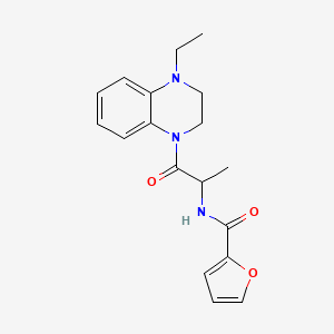 molecular formula C18H21N3O3 B6915828 N-[1-(4-ethyl-2,3-dihydroquinoxalin-1-yl)-1-oxopropan-2-yl]furan-2-carboxamide 
