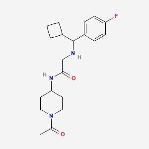molecular formula C20H28FN3O2 B6915849 N-(1-acetylpiperidin-4-yl)-2-[[cyclobutyl-(4-fluorophenyl)methyl]amino]acetamide 