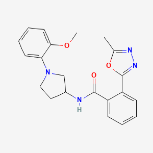 molecular formula C21H22N4O3 B6915940 N-[1-(2-methoxyphenyl)pyrrolidin-3-yl]-2-(5-methyl-1,3,4-oxadiazol-2-yl)benzamide 
