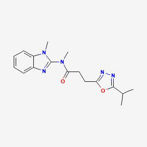 molecular formula C17H21N5O2 B6915952 N-methyl-N-(1-methylbenzimidazol-2-yl)-3-(5-propan-2-yl-1,3,4-oxadiazol-2-yl)propanamide 