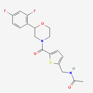 molecular formula C18H18F2N2O3S B6915960 N-[[5-[2-(2,4-difluorophenyl)morpholine-4-carbonyl]thiophen-2-yl]methyl]acetamide 