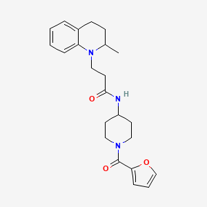molecular formula C23H29N3O3 B6915986 N-[1-(furan-2-carbonyl)piperidin-4-yl]-3-(2-methyl-3,4-dihydro-2H-quinolin-1-yl)propanamide 