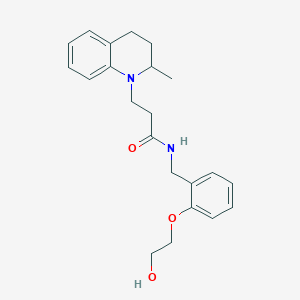molecular formula C22H28N2O3 B6916008 N-[[2-(2-hydroxyethoxy)phenyl]methyl]-3-(2-methyl-3,4-dihydro-2H-quinolin-1-yl)propanamide 