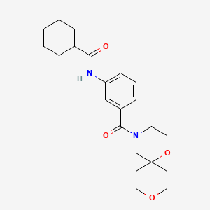 molecular formula C22H30N2O4 B6916031 N-[3-(1,9-dioxa-4-azaspiro[5.5]undecane-4-carbonyl)phenyl]cyclohexanecarboxamide 