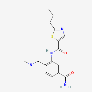 molecular formula C17H22N4O2S B6916169 N-[5-carbamoyl-2-[(dimethylamino)methyl]phenyl]-2-propyl-1,3-thiazole-5-carboxamide 