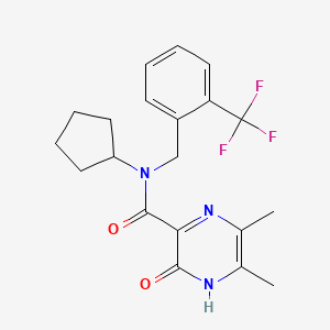 molecular formula C20H22F3N3O2 B6916174 N-cyclopentyl-5,6-dimethyl-2-oxo-N-[[2-(trifluoromethyl)phenyl]methyl]-1H-pyrazine-3-carboxamide 