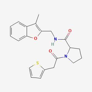 molecular formula C21H22N2O3S B6916194 N-[(3-methyl-1-benzofuran-2-yl)methyl]-1-(2-thiophen-2-ylacetyl)pyrrolidine-2-carboxamide 