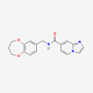 molecular formula C18H17N3O3 B6916227 N-(3,4-dihydro-2H-1,5-benzodioxepin-7-ylmethyl)imidazo[1,2-a]pyridine-7-carboxamide 