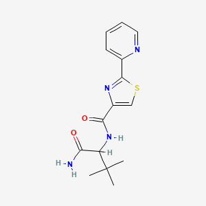 molecular formula C15H18N4O2S B6916259 N-(1-amino-3,3-dimethyl-1-oxobutan-2-yl)-2-pyridin-2-yl-1,3-thiazole-4-carboxamide 
