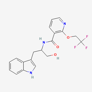 molecular formula C19H18F3N3O3 B6916329 N-[1-hydroxy-3-(1H-indol-3-yl)propan-2-yl]-2-(2,2,2-trifluoroethoxy)pyridine-3-carboxamide 