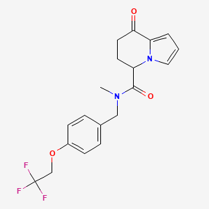 molecular formula C19H19F3N2O3 B6916352 N-methyl-8-oxo-N-[[4-(2,2,2-trifluoroethoxy)phenyl]methyl]-6,7-dihydro-5H-indolizine-5-carboxamide 