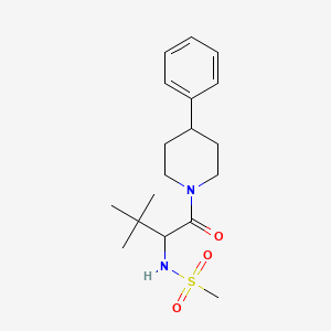 molecular formula C18H28N2O3S B6916386 N-[3,3-dimethyl-1-oxo-1-(4-phenylpiperidin-1-yl)butan-2-yl]methanesulfonamide 