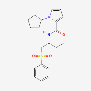 molecular formula C20H26N2O3S B6916404 N-[1-(benzenesulfonyl)butan-2-yl]-1-cyclopentylpyrrole-2-carboxamide 