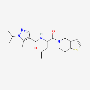 molecular formula C20H28N4O2S B6916454 N-[1-(6,7-dihydro-4H-thieno[3,2-c]pyridin-5-yl)-1-oxopentan-2-yl]-5-methyl-1-propan-2-ylpyrazole-4-carboxamide 