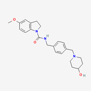 molecular formula C23H29N3O3 B6916568 N-[[4-[(4-hydroxypiperidin-1-yl)methyl]phenyl]methyl]-5-methoxy-2,3-dihydroindole-1-carboxamide 