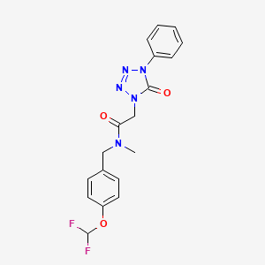 molecular formula C18H17F2N5O3 B6916569 N-[[4-(difluoromethoxy)phenyl]methyl]-N-methyl-2-(5-oxo-4-phenyltetrazol-1-yl)acetamide 