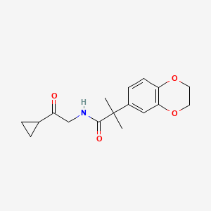 molecular formula C17H21NO4 B6916693 N-(2-cyclopropyl-2-oxoethyl)-2-(2,3-dihydro-1,4-benzodioxin-6-yl)-2-methylpropanamide 