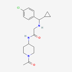 molecular formula C19H26ClN3O2 B6916749 N-(1-acetylpiperidin-4-yl)-2-[[(4-chlorophenyl)-cyclopropylmethyl]amino]acetamide 
