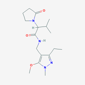 molecular formula C17H28N4O3 B6916877 N-[(3-ethyl-5-methoxy-1-methylpyrazol-4-yl)methyl]-3-methyl-2-(2-oxopyrrolidin-1-yl)butanamide 