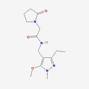 molecular formula C14H22N4O3 B6916884 N-[(3-ethyl-5-methoxy-1-methylpyrazol-4-yl)methyl]-2-(2-oxopyrrolidin-1-yl)acetamide 