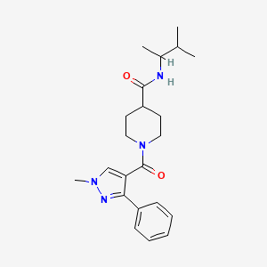 molecular formula C22H30N4O2 B6916908 N-(3-methylbutan-2-yl)-1-(1-methyl-3-phenylpyrazole-4-carbonyl)piperidine-4-carboxamide 