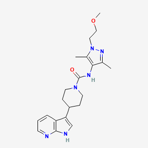 molecular formula C21H28N6O2 B6916921 N-[1-(2-methoxyethyl)-3,5-dimethylpyrazol-4-yl]-4-(1H-pyrrolo[2,3-b]pyridin-3-yl)piperidine-1-carboxamide 
