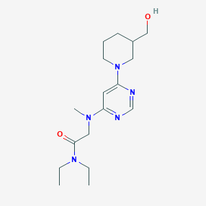 molecular formula C17H29N5O2 B6916949 N,N-diethyl-2-[[6-[3-(hydroxymethyl)piperidin-1-yl]pyrimidin-4-yl]-methylamino]acetamide 