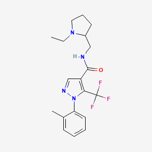 molecular formula C19H23F3N4O B6917022 N-[(1-ethylpyrrolidin-2-yl)methyl]-1-(2-methylphenyl)-5-(trifluoromethyl)pyrazole-4-carboxamide 