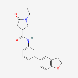 molecular formula C21H22N2O3 B6917024 N-[3-(2,3-dihydro-1-benzofuran-5-yl)phenyl]-1-ethyl-5-oxopyrrolidine-3-carboxamide 