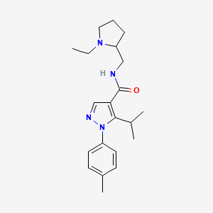molecular formula C21H30N4O B6917028 N-[(1-ethylpyrrolidin-2-yl)methyl]-1-(4-methylphenyl)-5-propan-2-ylpyrazole-4-carboxamide 