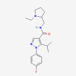 molecular formula C20H27FN4O B6917031 N-[(1-ethylpyrrolidin-2-yl)methyl]-1-(4-fluorophenyl)-5-propan-2-ylpyrazole-4-carboxamide 