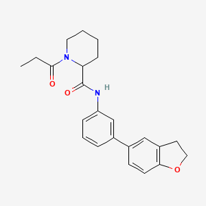 molecular formula C23H26N2O3 B6917036 N-[3-(2,3-dihydro-1-benzofuran-5-yl)phenyl]-1-propanoylpiperidine-2-carboxamide 