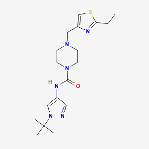 molecular formula C18H28N6OS B6917046 N-(1-tert-butylpyrazol-4-yl)-4-[(2-ethyl-1,3-thiazol-4-yl)methyl]piperazine-1-carboxamide 